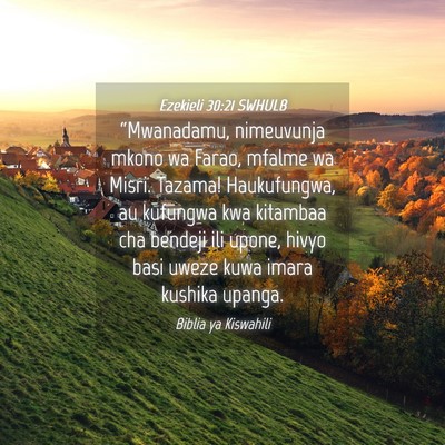 Picture 04 - Ezekieli 30:21 SWHULB - “Mwanadamu, nimeuvunja mkono wa Farao, mfalme - Bible Verse Picture