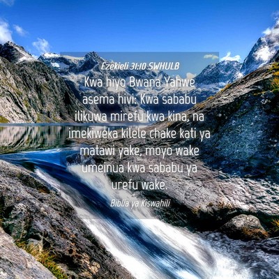 Picture 04 - Ezekieli 31:10 SWHULB - Kwa hiyo Bwana Yahwe asema hivi: Kwa sababu - Bible Verse Picture