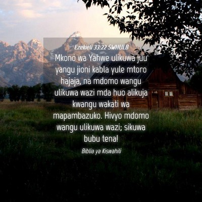 Picture 04 - Ezekieli 33:22 SWHULB - Mkono wa Yahwe ulikuwa juu yangu jioni kabla yule - Bible Verse Picture