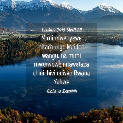 Picture 04 - Ezekieli 34:15 SWHULB - Mimi mwenyewe nitachunga kondoo wangu, na mimi - Bible Verse Picture