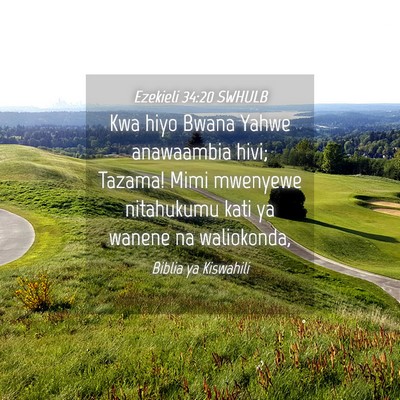 Picture 04 - Ezekieli 34:20 SWHULB - Kwa hiyo Bwana Yahwe anawaambia hivi; Tazama! - Bible Verse Picture