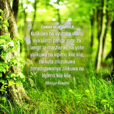 Picture 04 - Ezekieli 40:10 SWHULB - Kulikuwa na vyumba vitatu vya ulinzi pande zote - Bible Verse Picture
