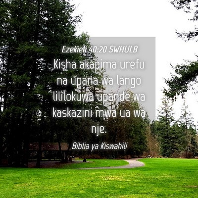 Picture 04 - Ezekieli 40:20 SWHULB - Kisha akapima urefu na upana wa lango lililokuwa - Bible Verse Picture