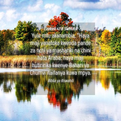 Picture 04 - Ezekieli 47:8 SWHULB - Yule mtu akanambia, “Haya maji yanatoka kwenda - Bible Verse Picture