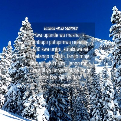 Picture 04 - Ezekieli 48:32 SWHULB - Kwa upande wa mashariki, ambapo patapimwa ridhaa - Bible Verse Picture