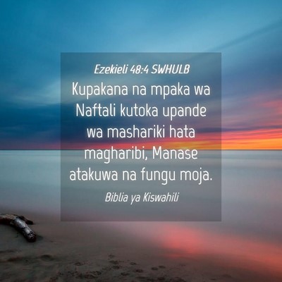 Picture 04 - Ezekieli 48:4 SWHULB - Kupakana na mpaka wa Naftali kutoka upande wa - Bible Verse Picture