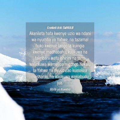Picture 04 - Ezekieli 8:16 SWHULB - Akanileta hata kwenye uzio wa ndani wa nyumba ya - Bible Verse Picture