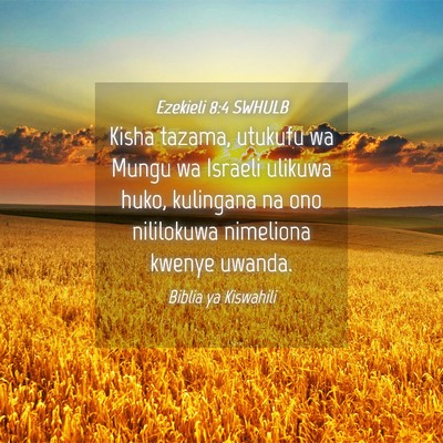 Picture 04 - Ezekieli 8:4 SWHULB - Kisha tazama, utukufu wa Mungu wa Israeli ulikuwa - Bible Verse Picture