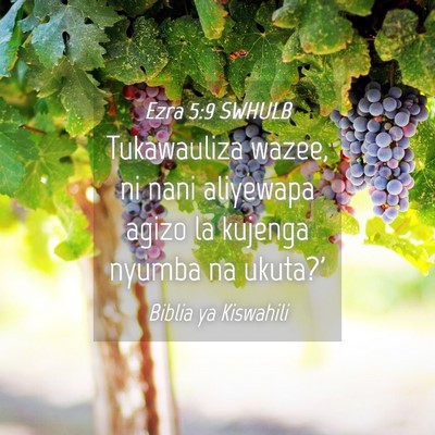 Picture 04 - Ezra 5:9 SWHULB - Tukawauliza wazee, ni nani aliyewapa agizo la - Bible Verse Picture