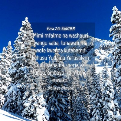 Picture 04 - Ezra 7:14 SWHULB - Mimi mfalme na washauri wangu saba, tunawatuma - Bible Verse Picture