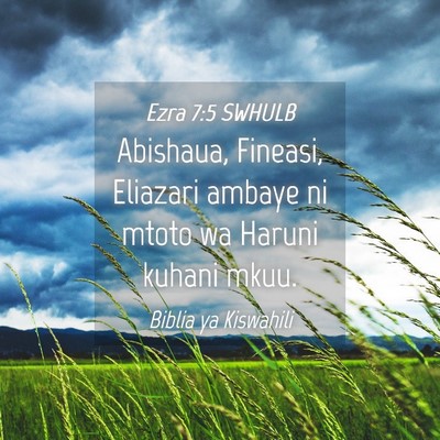 Picture 04 - Ezra 7:5 SWHULB - Abishaua, Fineasi, Eliazari ambaye ni mtoto wa - Bible Verse Picture