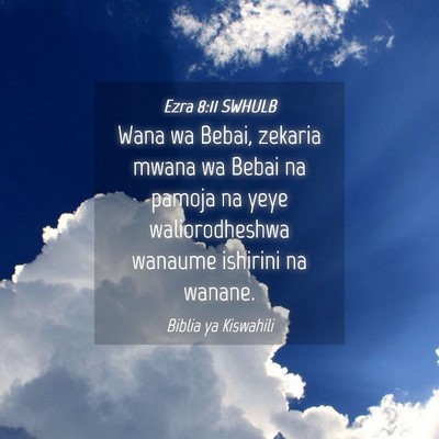 Picture 04 - Ezra 8:11 SWHULB - Wana wa Bebai, zekaria mwana wa Bebai na pamoja - Bible Verse Picture
