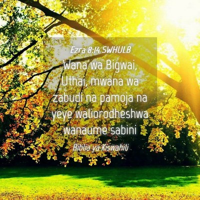 Picture 04 - Ezra 8:14 SWHULB - Wana wa Bigwai, Uthai, mwana wa zabudi na pamoja - Bible Verse Picture