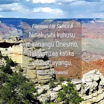 Picture 04 - Filemoni 1:10 SWHULB - Ninakusihi kuhusu mwanangu Onesmo, niliyemzaa - Bible Verse Picture