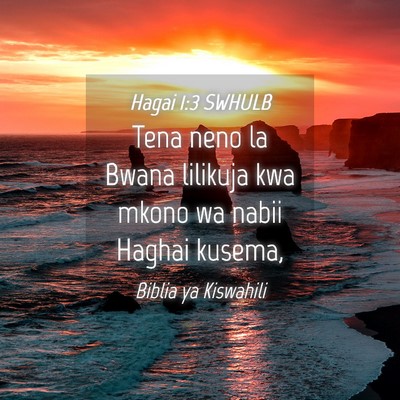 Picture 04 - Hagai 1:3 SWHULB - Tena neno la Bwana lilikuja kwa mkono wa nabii - Bible Verse Picture