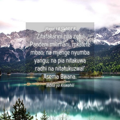 Picture 04 - Hagai 1:8 SWHULB - 'Zitafakarini njia zetu! Pandeni milimani, - Bible Verse Picture
