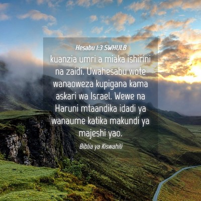Picture 04 - Hesabu 1:3 SWHULB - kuanzia umri a miaka ishirini na zaidi. Uwahesabu - Bible Verse Picture