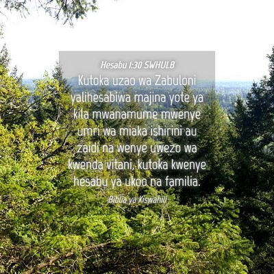 Picture 04 - Hesabu 1:30 SWHULB - Kutoka uzao wa Zabuloni yalihesabiwa majina yote - Bible Verse Picture