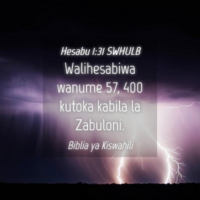 Picture 04 - Hesabu 1:31 SWHULB - Walihesabiwa wanume 57, 400 kutoka kabila la - Bible Verse Picture