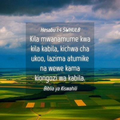 Picture 04 - Hesabu 1:4 SWHULB - Kila mwanamume kwa kila kabila, kichwa cha ukoo, - Bible Verse Picture