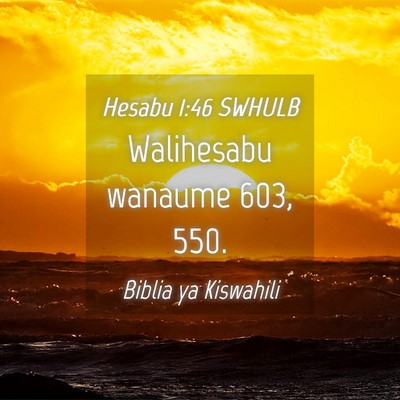 Picture 04 - Hesabu 1:46 SWHULB - Walihesabu wanaume 603, - Bible Verse Picture