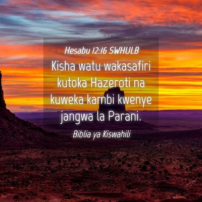 Picture 04 - Hesabu 12:16 SWHULB - Kisha watu wakasafiri kutoka Hazeroti na kuweka - Bible Verse Picture
