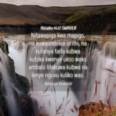 Picture 04 - Hesabu 14:12 SWHULB - Nitawapiga kwa mapigo, na kuwaondolea urithi, na - Bible Verse Picture