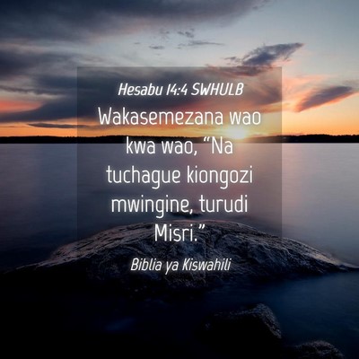 Picture 04 - Hesabu 14:4 SWHULB - Wakasemezana wao kwa wao, “Na tuchague kiongozi - Bible Verse Picture