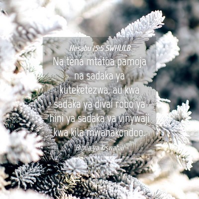 Picture 04 - Hesabu 15:5 SWHULB - Na tena mtatoa pamoja na sadaka ya kuteketezwa, - Bible Verse Picture