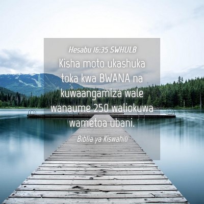 Picture 04 - Hesabu 16:35 SWHULB - Kisha moto ukashuka toka kwa BWANA na - Bible Verse Picture