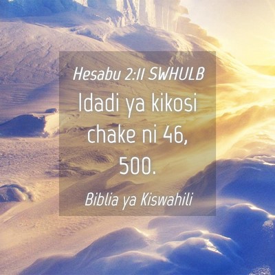 Picture 04 - Hesabu 2:11 SWHULB - Idadi ya kikosi chake ni 46, - Bible Verse Picture