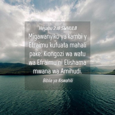 Picture 04 - Hesabu 2:18 SWHULB - Migawanyiko ya kambi y Efraimu kufuata mahali - Bible Verse Picture