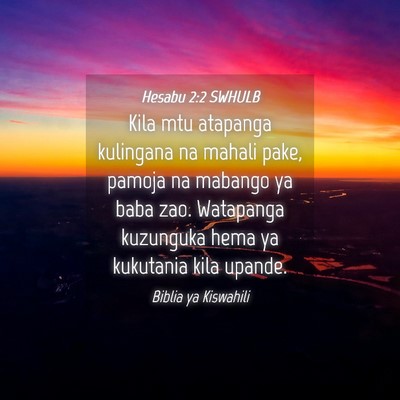 Picture 04 - Hesabu 2:2 SWHULB - Kila mtu atapanga kulingana na mahali pake, - Bible Verse Picture