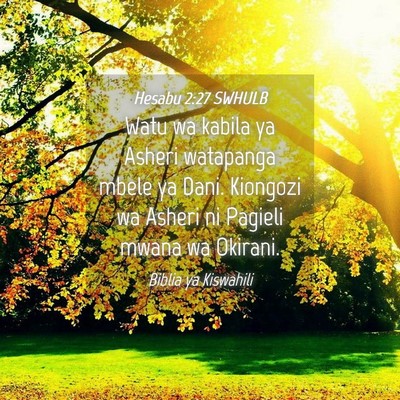 Picture 04 - Hesabu 2:27 SWHULB - Watu wa kabila ya Asheri watapanga mbele ya Dani. - Bible Verse Picture