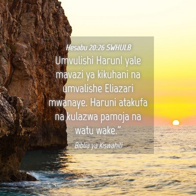 Picture 04 - Hesabu 20:26 SWHULB - Umvulishi HarunI yale mavazi ya kikuhani na - Bible Verse Picture