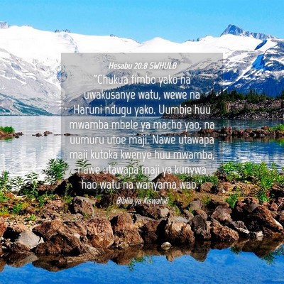 Picture 04 - Hesabu 20:8 SWHULB - “Chukua fimbo yako na uwakusanye watu, wewe na - Bible Verse Picture