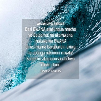 Picture 04 - Hesabu 22:31 SWHULB - Basi BWANA akafungua macho ya Balaamu, na - Bible Verse Picture