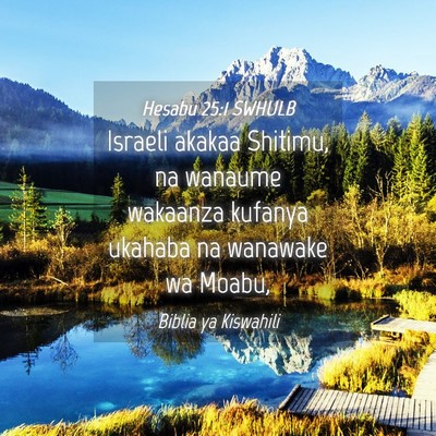 Picture 04 - Hesabu 25:1 SWHULB - Israeli akakaa Shitimu, na wanaume wakaanza - Bible Verse Picture