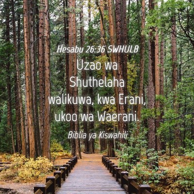 Picture 04 - Hesabu 26:36 SWHULB - Uzao wa Shuthelaha walikuwa, kwa Erani, ukoo wa - Bible Verse Picture