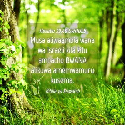 Picture 04 - Hesabu 29:40 SWHULB - Musa aliwaambia wana wa Israeli kila kitu ambacho - Bible Verse Picture