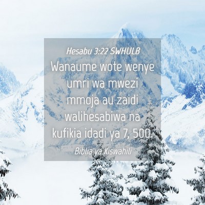 Picture 04 - Hesabu 3:22 SWHULB - Wanaume wote wenye umri wa mwezi mmoja au zaidi - Bible Verse Picture