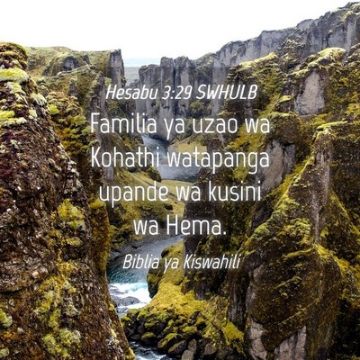 Picture 04 - Hesabu 3:29 SWHULB - Familia ya uzao wa Kohathi watapanga upande wa - Bible Verse Picture