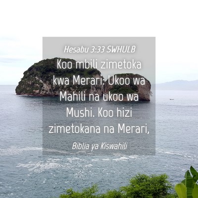 Picture 04 - Hesabu 3:33 SWHULB - Koo mbili zimetoka kwa Merari: Ukoo wa Mahili na - Bible Verse Picture