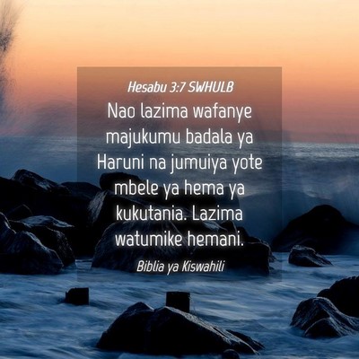 Picture 04 - Hesabu 3:7 SWHULB - Nao lazima wafanye majukumu badala ya Haruni na - Bible Verse Picture