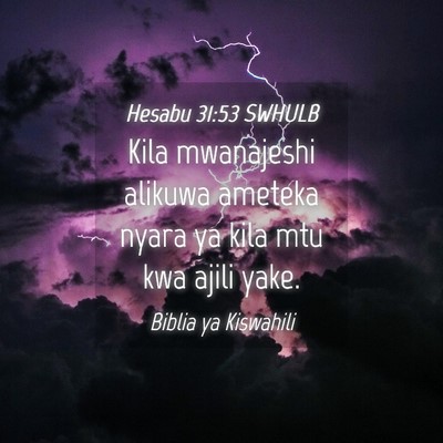 Picture 04 - Hesabu 31:53 SWHULB - Kila mwanajeshi alikuwa ameteka nyara ya kila mtu - Bible Verse Picture