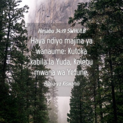 Picture 04 - Hesabu 34:19 SWHULB - Haya ndiyo majina ya wanaume: Kutoka kabila la - Bible Verse Picture