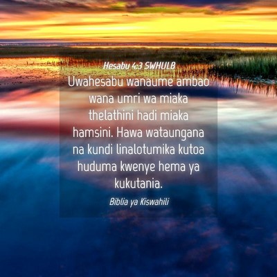 Picture 04 - Hesabu 4:3 SWHULB - Uwahesabu wanaume ambao wana umri wa miaka - Bible Verse Picture
