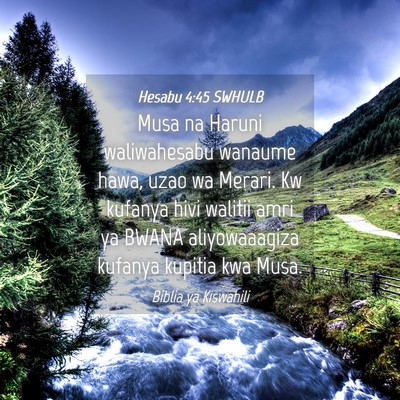 Picture 04 - Hesabu 4:45 SWHULB - Musa na Haruni waliwahesabu wanaume hawa, uzao wa - Bible Verse Picture