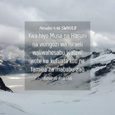 Picture 04 - Hesabu 4:46 SWHULB - Kwa hiyo Musa na Haruni na viongozi wa Israeli - Bible Verse Picture