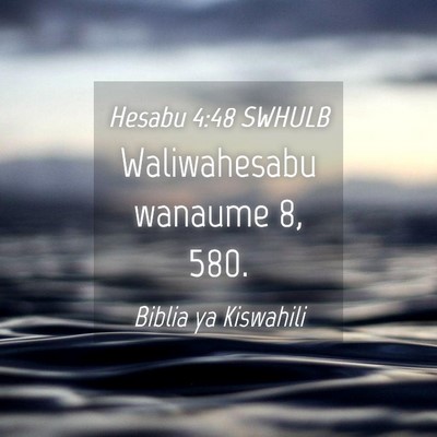 Picture 04 - Hesabu 4:48 SWHULB - Waliwahesabu wanaume 8, - Bible Verse Picture